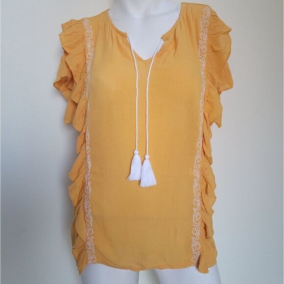 A.n.a yellow ruffle top  - Picture 1 of 16